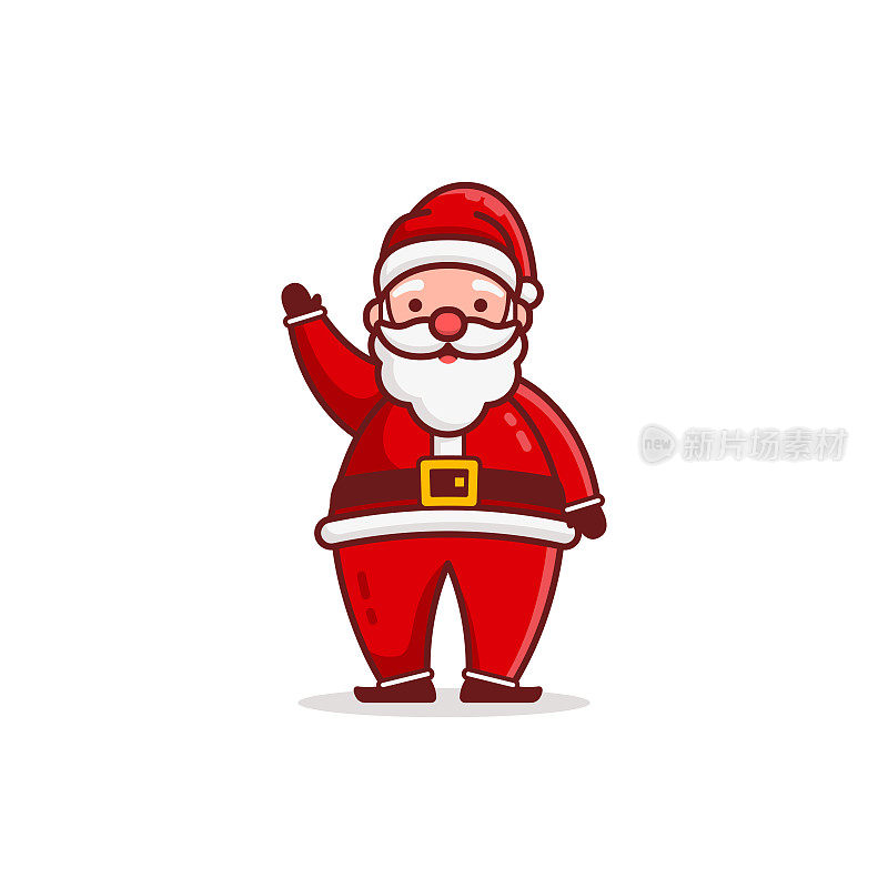 Christmas Santa Claus Cartoon Character Say Hello Flat Design Vector Illustration